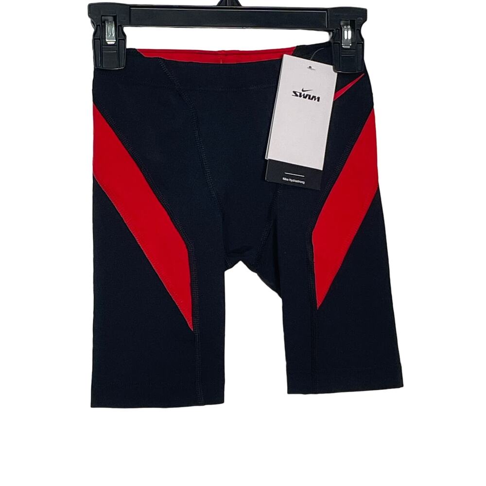 Nike Men's HydraStrong Colorblock Jammer Swimsuit  Black/red 24
